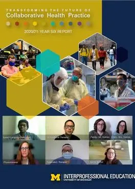 2020-21 annual report cover with research photos and a Zoom screenshot